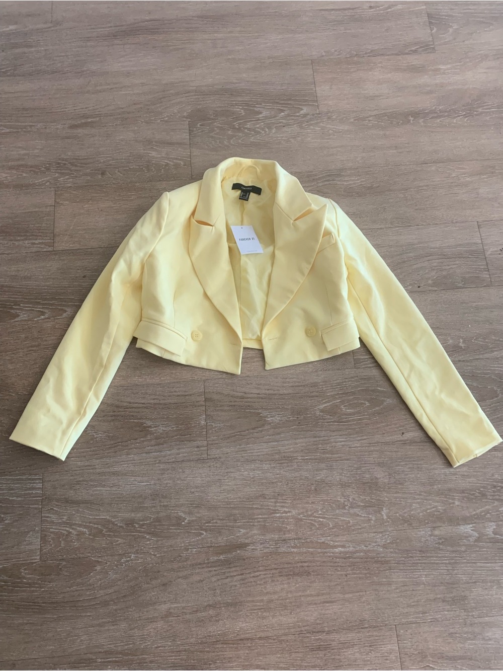 Forever 21 Cropped Yellow Women's Blazer Jacket Size XS